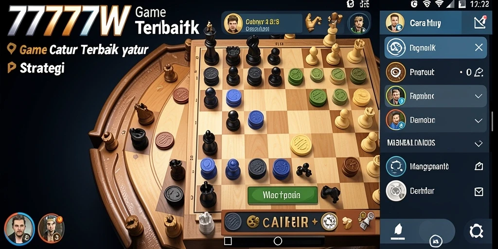 Screenshot antarmuka permainan Catur 7777W yang menarik.