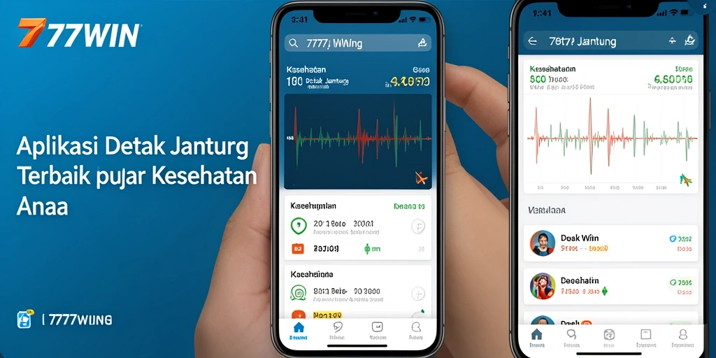 Tampilan utama aplikasi 777WIN menunjukkan pemantauan detak jantung secara real-time.