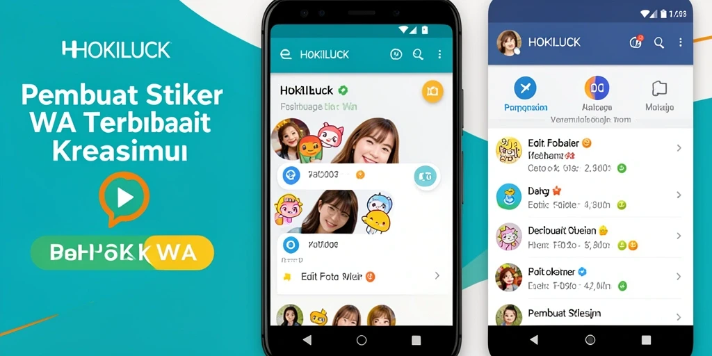 Antarmuka HOKILUCK untuk membuat stiker WhatsApp yang menarik.