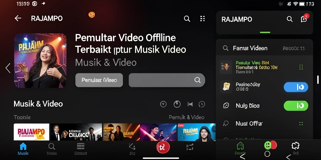 Antarmuka RAJAMPO yang sederhana dan mudah digunakan untuk pemutar video offline.