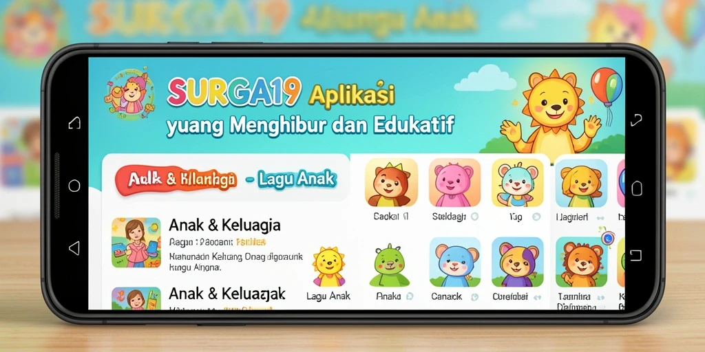 Antarmuka aplikasi SURGA19 yang menarik dan ramah anak.